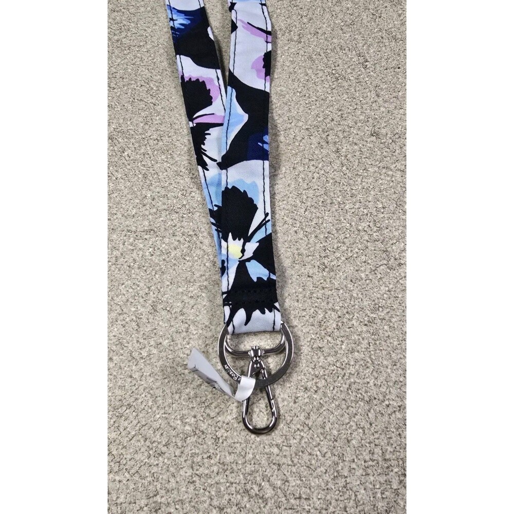 NEW Vera Bradley Lanyard Plum Pansies Floral ID Badge Key Holder